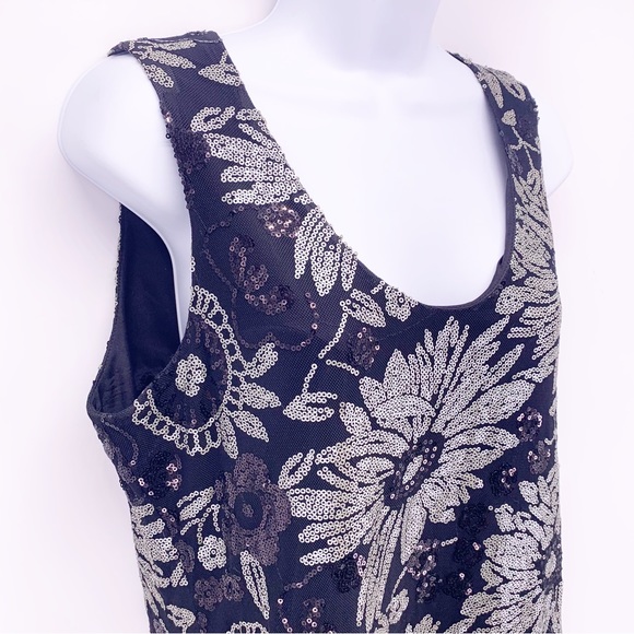 Sandra Soulos Floral Sequined Midi Dress Size 12 - Picture 3 of 8